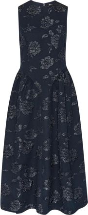 Rotate Midi-jurk met bloemen jacquard - Blauw