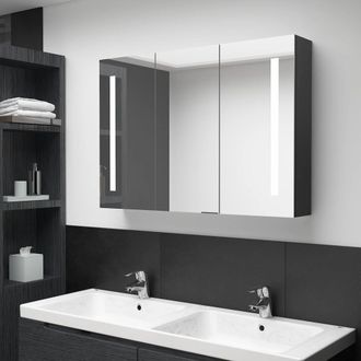 vidaXL Armario De Ba&ntilde;o Con Espejo Led Negro Brillante 89x14x62 Cm Vidaxl