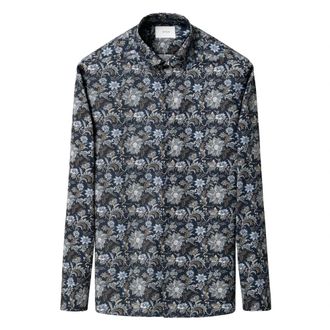 Eton Blauw Bloemenprint Signature Twill Overhemd - Heren - Casual Overhemden - Veelkleurig - 5XL - Katoen - Overhemden