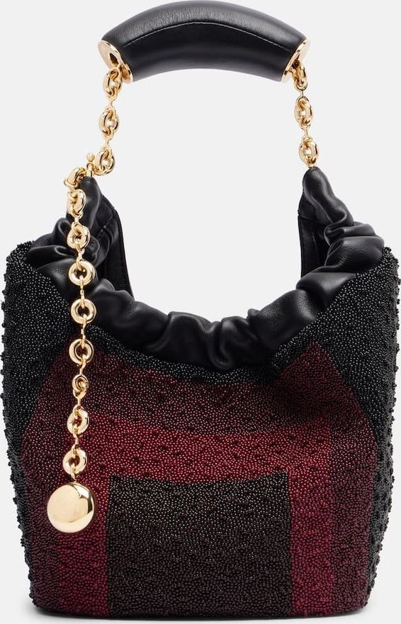 Squeeze Mini beaded leather top-handle bag