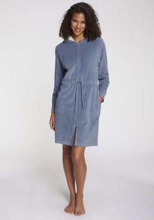 Vivance Bademantel VIVANCE DREAMS, Damen, Gr. 32/34, blau (graublau), Baumwoll-Mix, unifarben, Midil&auml;nge, Hausm&auml;ntel Bademantel, in sch&ouml;ner Frotte-Qualit&auml;t