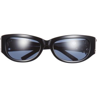 Justine Clenquet Clara 50mm Pierced & Studded Wrap Sunglasses in Black at Nordstrom