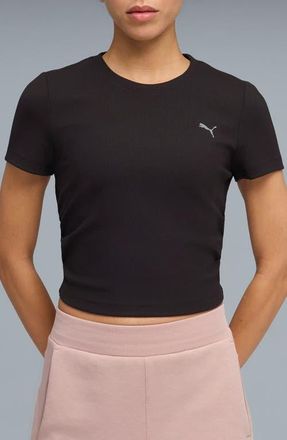 Puma CLOUDSPUN Rib T-Shirt in Puma Black at Nordstrom, Size X-Large