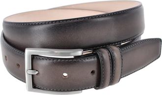 Trafalgar Store Malik Burnished Feather Edged 32mm Leather Belt in Grey at Nordstrom, Size 42
