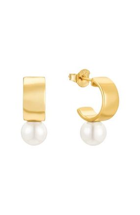 Untamed Petals Leah Pearl Hoops in Gold at Nordstrom