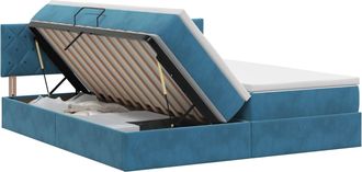 vidaXL Cama Con Almacenamiento Con Cabecera 2 Uds. Azul Oscuro Vidaxl