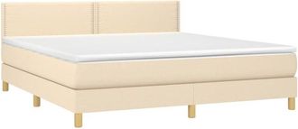 vidaXL Vidaxl - Cama Box Spring Con Colch&oacute;n Y Led Tela Crema 180x200 Cm