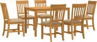vidaXL Conjunto De Comedor 7 Uds. Beige Madera De Roble S&oacute;lido Vidaxl