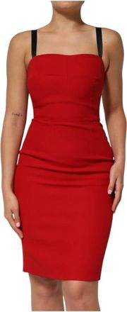Dolce & Gabbana Rode Sheath Knielengte Jurk - Dames - Korte kleedjes - Rood - L - Polyester - Kleedjes