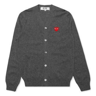 Comme Des Gar&ccedil;ons 25 Cardigan with Red Heart Grey AX-N008-051-3