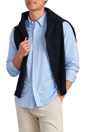 Rhone Commuter Slim Fit Gingham Check Performance Button-Up Shirt in Light Blue Gingham at Nordstrom, Size Xx-Large