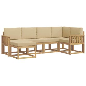 vidaXL Conjunto De Sof&aacute;s De Exterior Con Coj&iacute;n 6 Pcs Y Beige Poli&eacute;ster Vidaxl