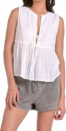 Elan Sleeveless Flyaway Top In White