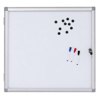 Hhg [nunca Usado] Vitrina Hhg-950, Pizarra Magn&eacute;tica, Pizarra Blanca, Tablero De Anuncios, Aluminio, Con Cerradura, Accesorios Incluidos, 65 X 68 X 7 Cm