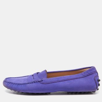 Tod's Tods Purple Suede Penny Slip On Loafers