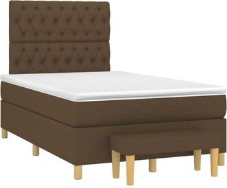 vidaXL Vidaxl - Cama Box Spring Con Colch&oacute;n Tela Marr&oacute;n Oscuro 120x200 Cm