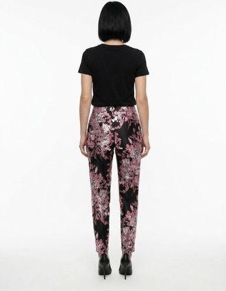 Dolce & Gabbana Metallic Floral Jacquard Trousers - Black