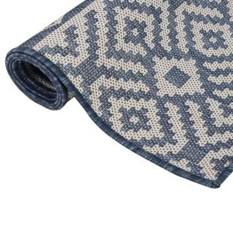 Berkfield Home Outdoor Flatweave Rug 200x280 cm Blue Stripes | Size: 100 cm diameter