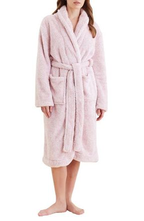 Papinelle Sleepwear Cosy Plush Mid Length Robe in Pink at Nordstrom, Size Large