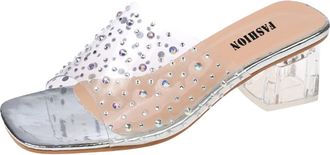 Generic Womens Glitter Slippers with Heel, Womens Summer Slippers, Flat Non-Slip Beach Shoes, High Chunky Heels Shoes with Thick Soles, Sandals, Casual Womens