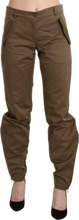 Ermanno Scervino Brown Mid Waist Straight Cotton Womens Pants