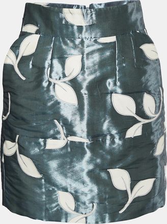 Emporio Armani Blue Leaf Jacquard Mini Skirt
