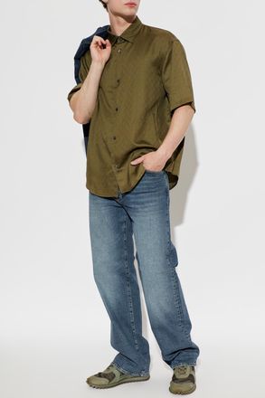 Emporio Armani Shirt With Monogram, Mens, Green
