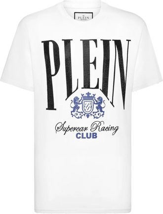 Philipp Plein T-Shirt Round Neck Racing - Heren - T-shirts - Wit - L - Katoen - Tops