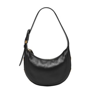 Fossil Womens Harwell Leather Crescent Purse Handbag for Women, Black, One Size