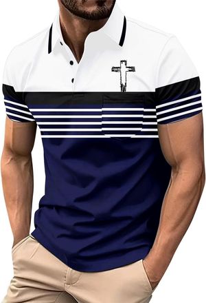 Generic Christian Polo Shirts for Men Casual Performance Short Sleeve Golf Cross Shirt Regular Fit Stretchy Athletic Gym Pullover, Dark Blue, XL