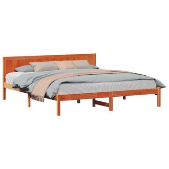 Berkfield Home Modern Wax Brown Pine Bed Frame Wax Brown Solid Pine Wood 180 x 200 cm