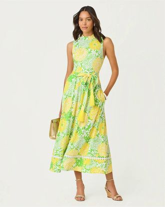 Lilly Pulitzer Colman Midi Dress In Crocodile Green Mumbo Jumbo