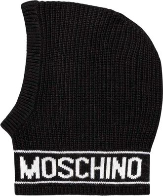 Moschino Logo Hood - Dames - Hoeden - Zwart - ONE Size - Wol - Accessoires