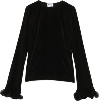 Moschino Crew Neck Top with Ruffled Cuffs