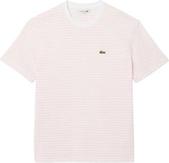 Lacoste T-shirt met ronde hals en strepen - Heren - T-shirts - Roze - M - Tops