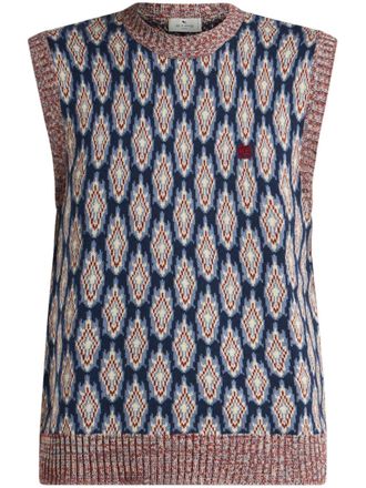 Etro Gilet jacquard con applicazione Pegaso - Blu
