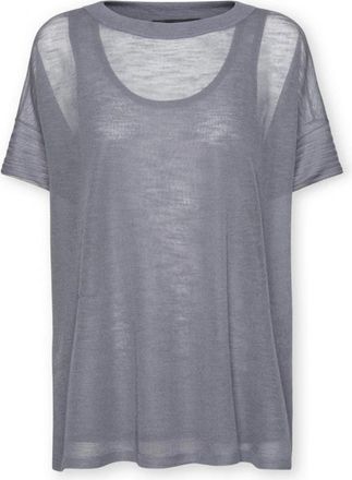Elena Miro Linnenmix trui met ronde hals - Dames - Ronde hals truien - Grijs - XS - Linnen - Truien & Vesten