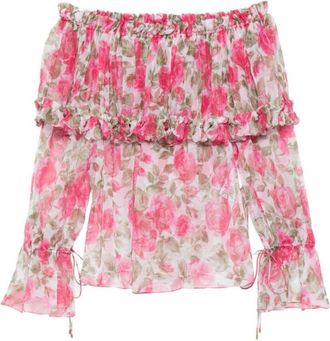 Chlo&eacute; Pink Floral Off Shoulder Top