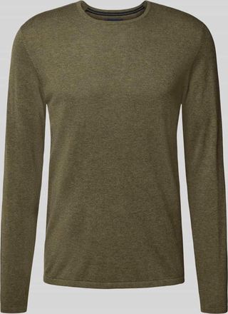 Christian Berg Regular Fit Pullover aus reiner Baumwolle in Strick-Optik in Khaki Melange, Größe 3XL