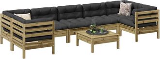 vidaXL Set De Sof&aacute;s Jard&iacute;n 8 Pzas Con Cojines Madera Pino Impregnada Vidaxl