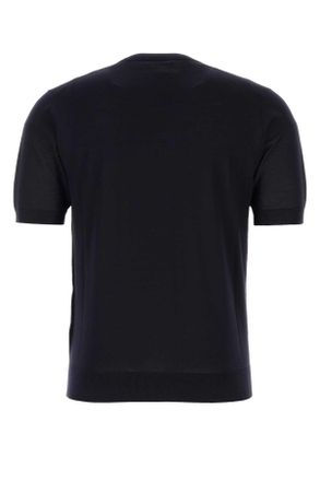 Prada Mens Midnight Blue Wool T-Shirt Bleu