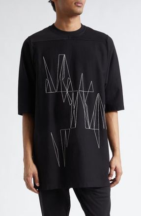 Moncler x Rick Owens Jumbo Embroidered Cotton T-Shirt in Black at Nordstrom, Size Xx-Small