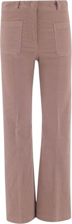 Ql2 Quelledue Stretch Cotton Velvet Pants - Dames - Wijde Broeken - Roze - L - Katoen - Broeken