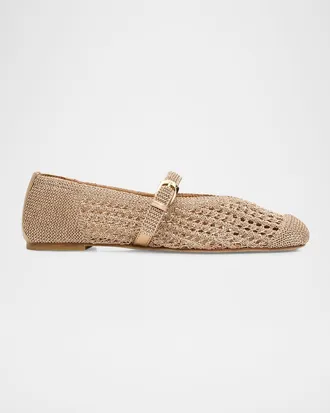 Stuart Weitzman Leora Crochet Mary Jane Ballerina Flats