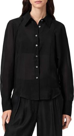 AllSaints Cory Long Sleeve Shirt in Black at Nordstrom, Size 0