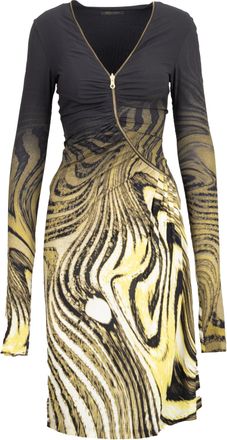 Roberto Cavalli Animalier Print Dress with Front Zipper - 00s