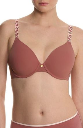 Natori Pure Luxe Underwire T-Shirt Bra in Nostalgia Rose/Peach Whip at Nordstrom, Size 32Ddd
