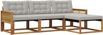 vidaXL Conjunto De Sof&aacute;s De Exterior 4 Uds. Natural Y Gris Claro Vidaxl