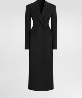 Dolce & Gabbana Wool Grain Poudr&eacute; Coat - Woman Coats And Jackets Black 36