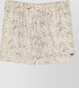 Emporio Armani swim shorts all over print waistband pockets